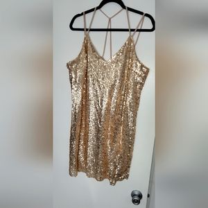 Never worn Sequin gold dress ,size large